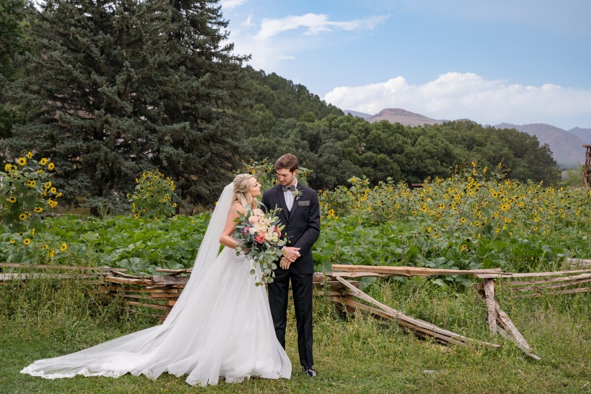 Garden sunflowers Colorado wedding