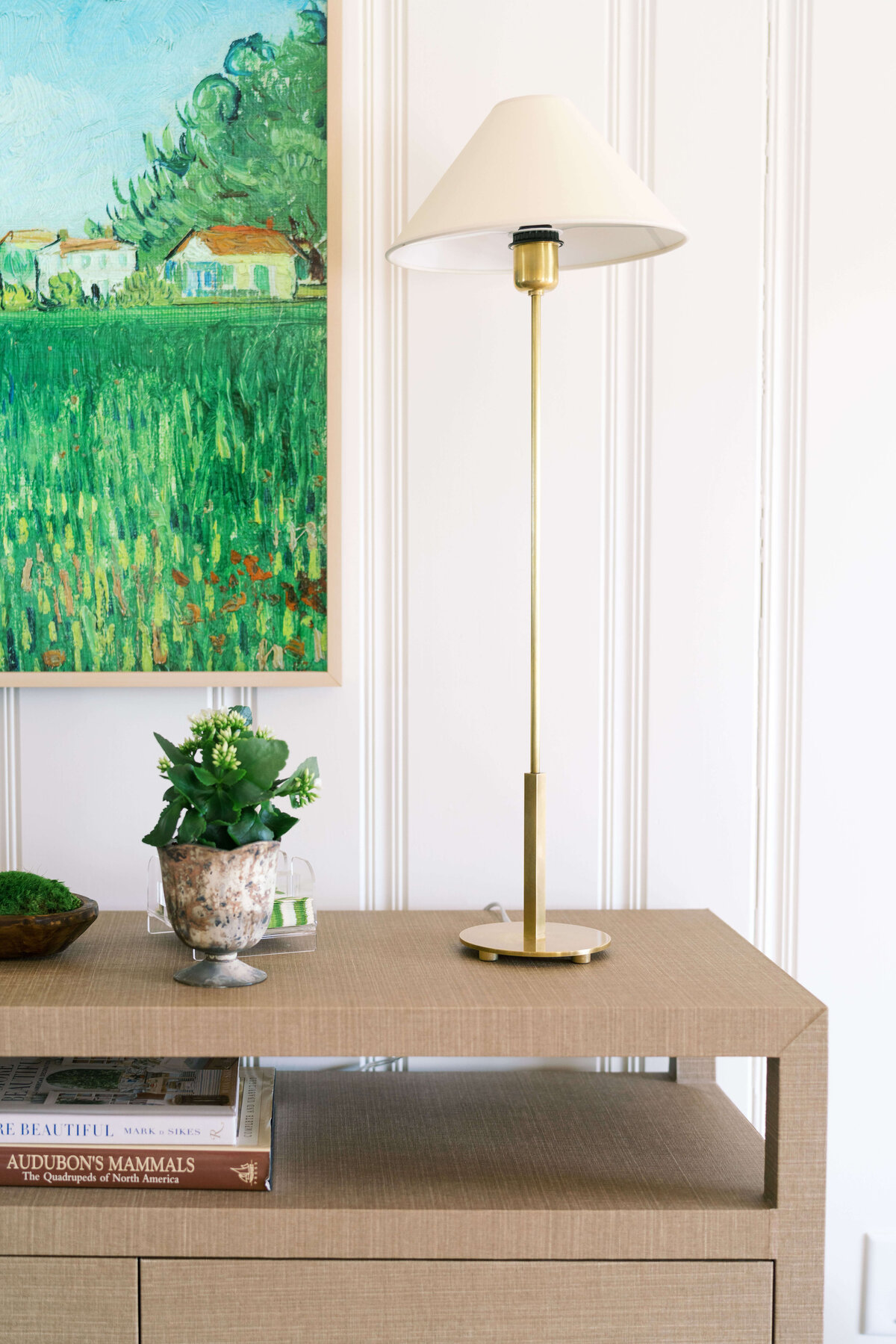 oyster creek studios happy valley lamp on wooden side table
