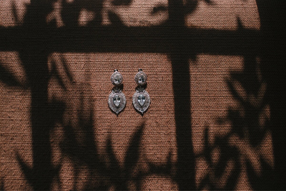 Drop earrings in shadows of jasmine 