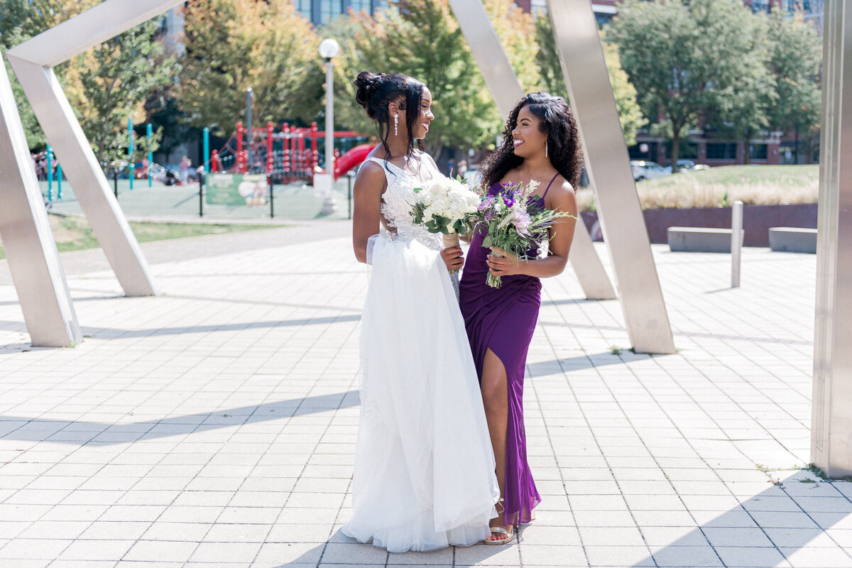 Groom seeing bride for first look