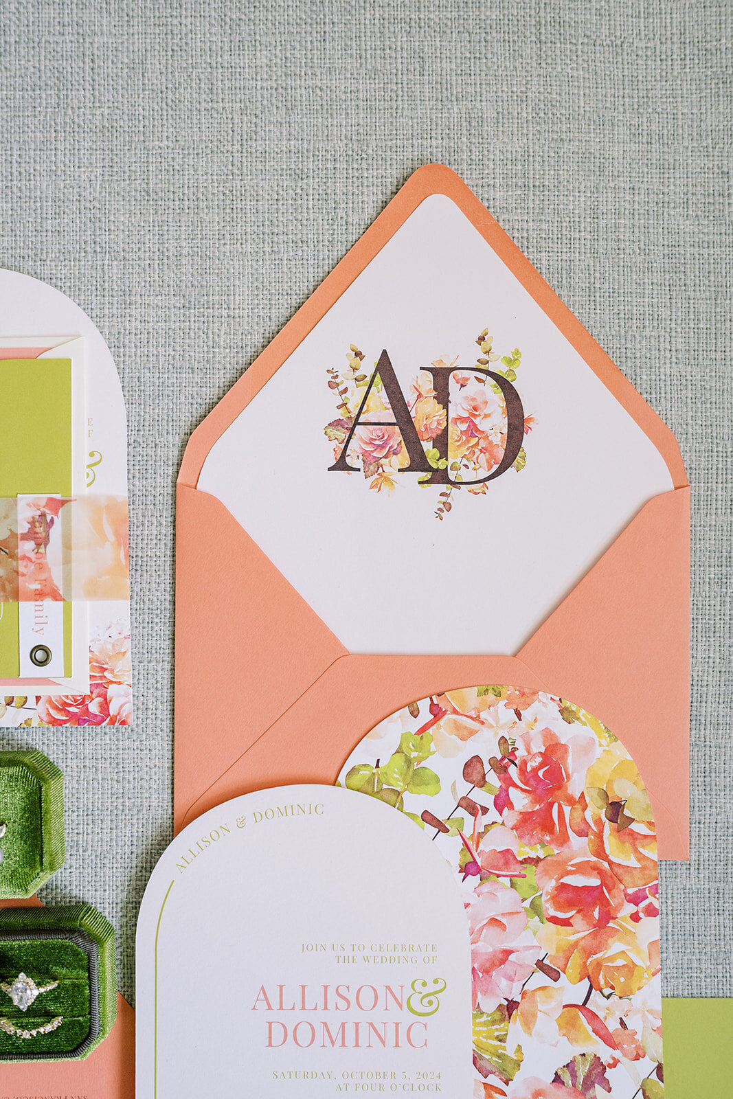 custom-monogram-orange-wedding-invite