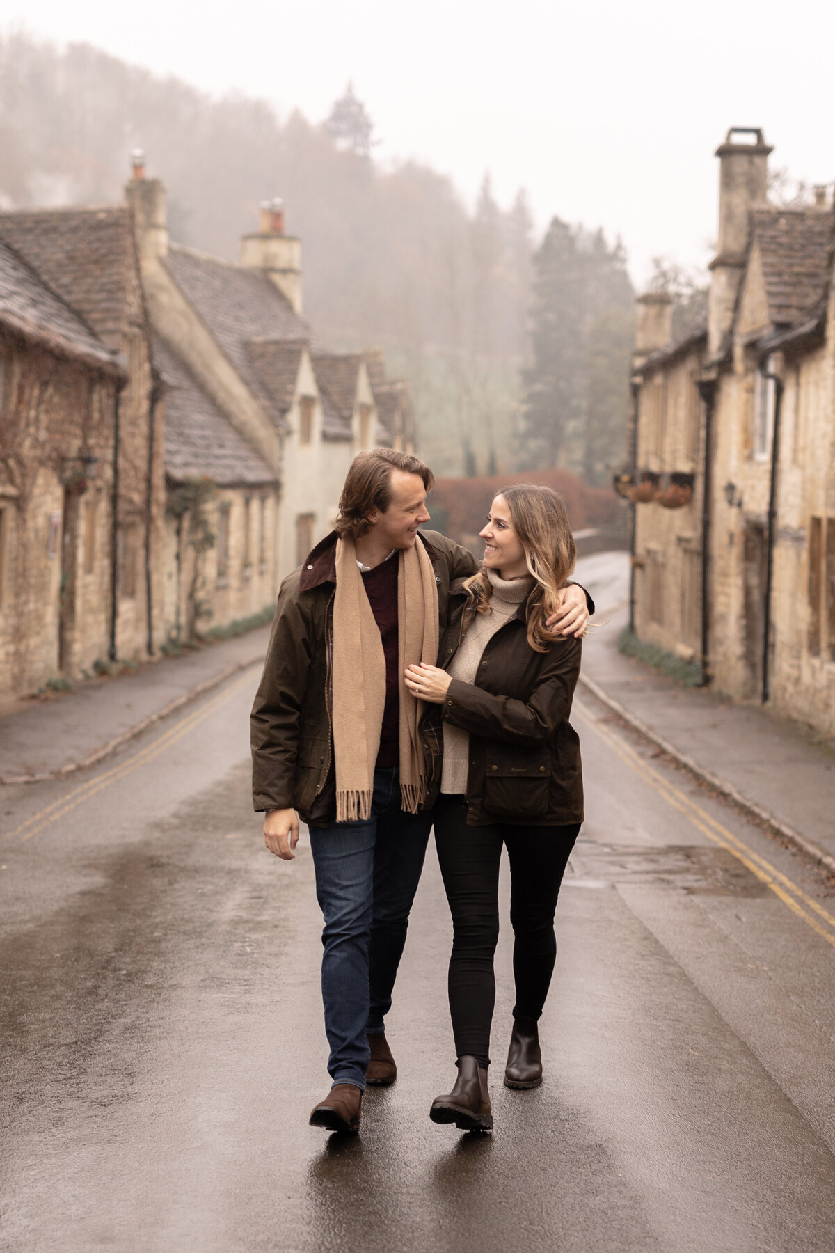 Engagement portraits in Castle Combe, Cotswolds