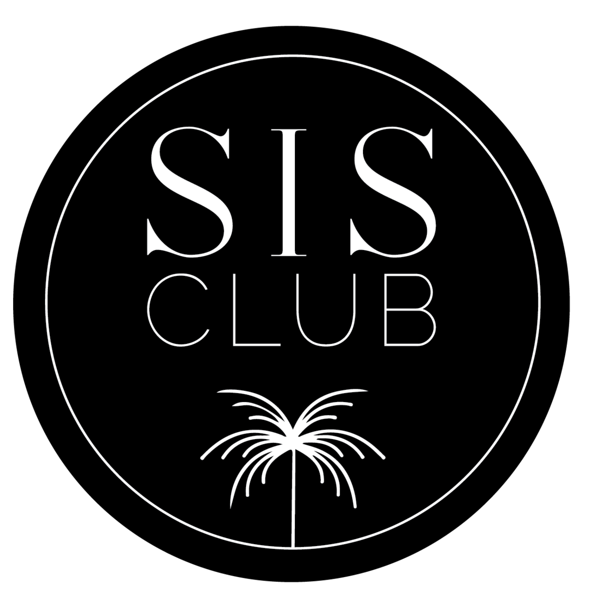 SIS Club circle with palm tree all black white@3x
