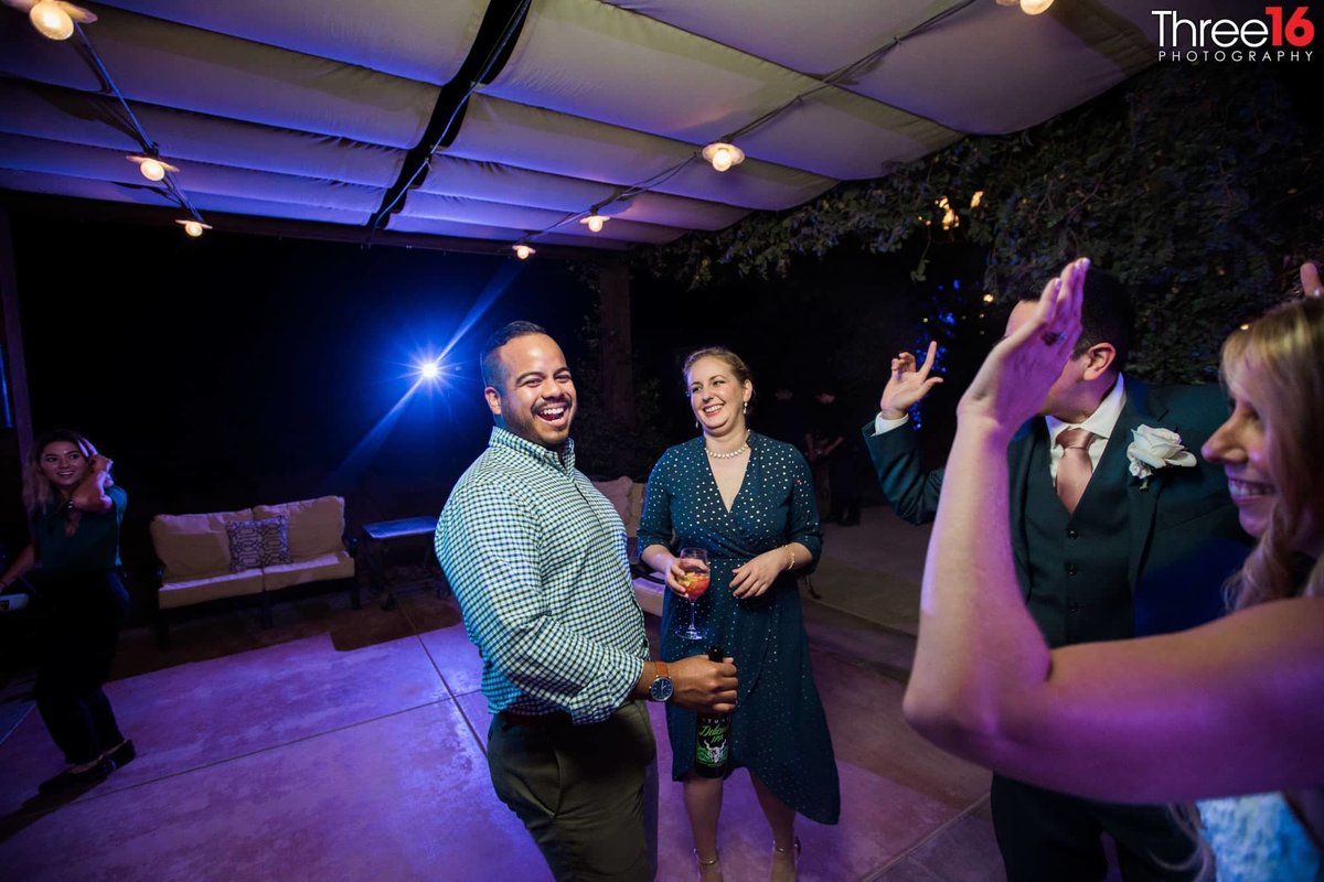 Getting the reception started at the Europa Village Wedding Venue
