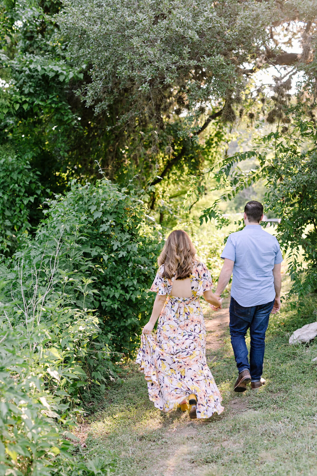 An outdoor engagement session at Bull Creek Park