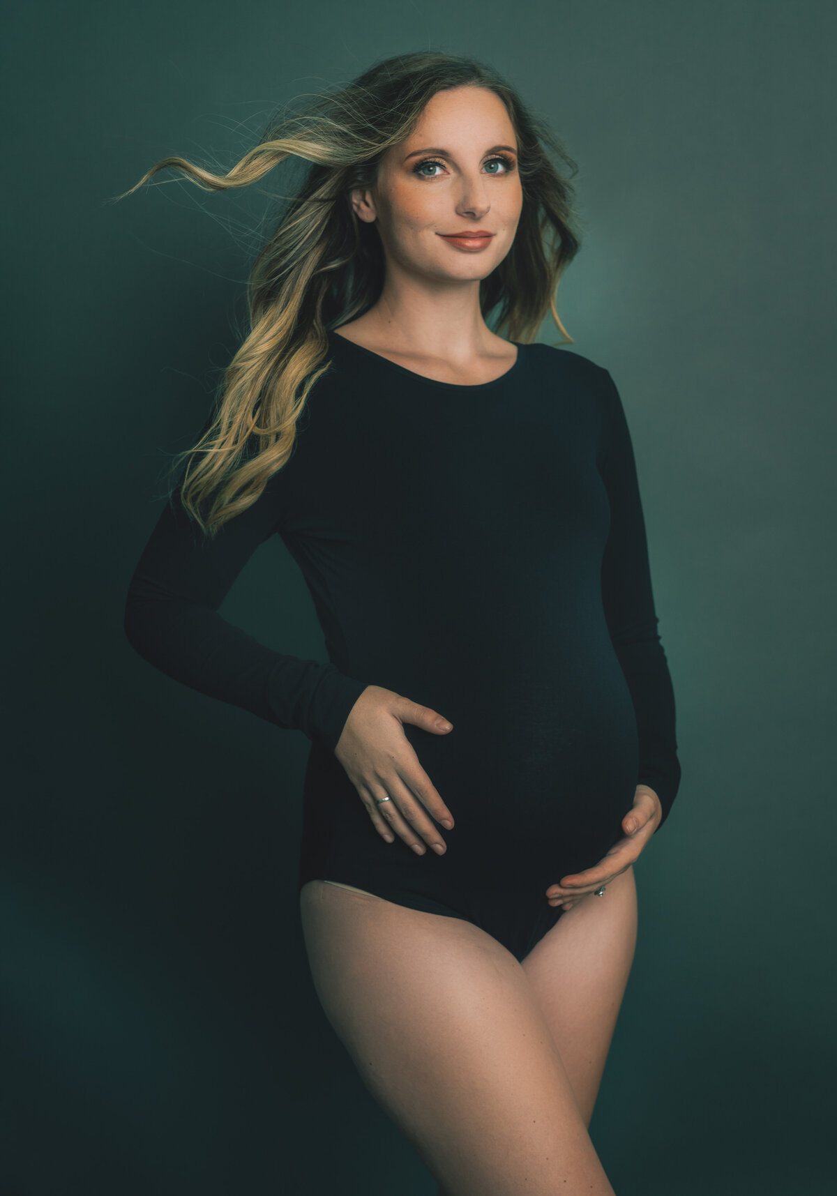 black-bodysuit-maternity-portrait