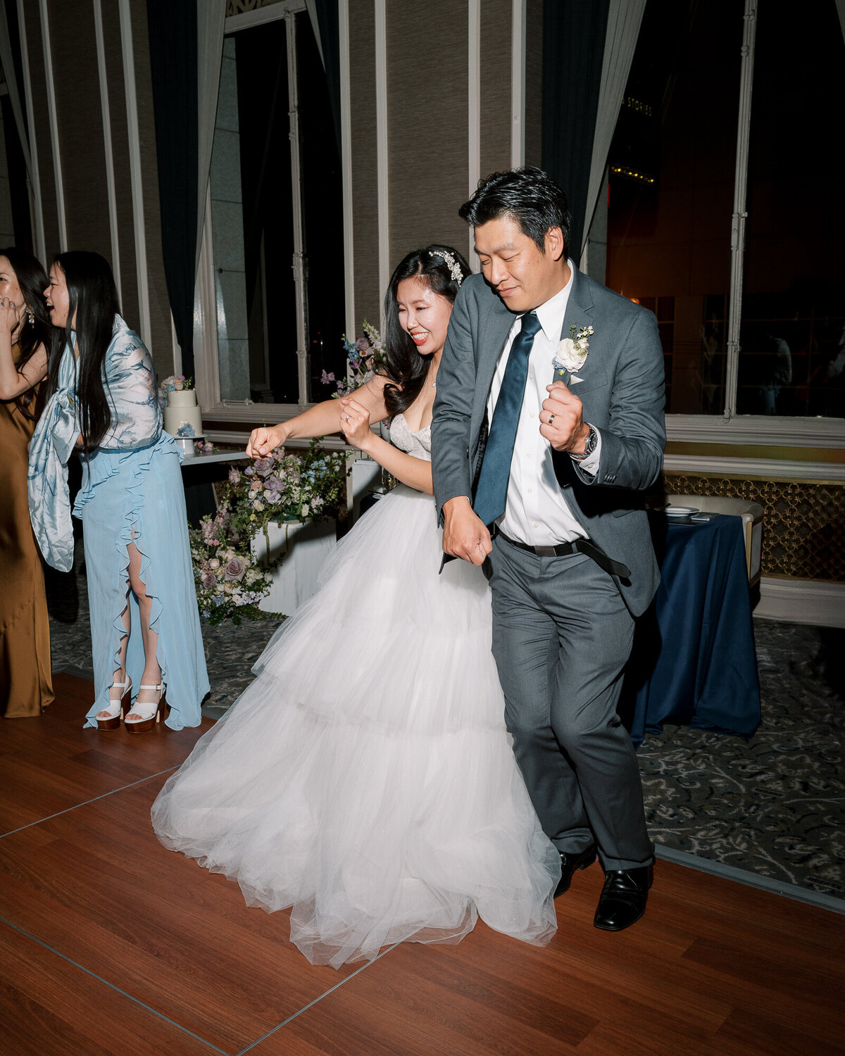 Downtown San Francisco wedding reception by editorial wedding photographer