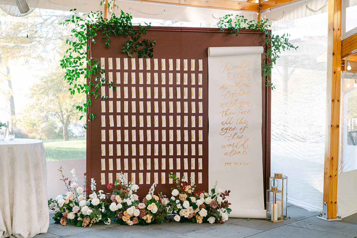 Inns of Aurora Verve Event Co. Finger Lake Wedding  Escort Card Display Coryn Kiefer Photography - A + D Wedding -890