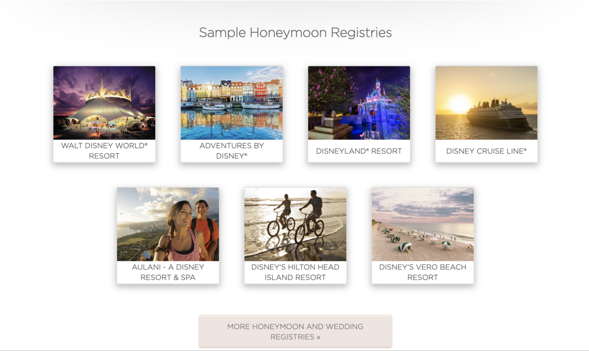 DFTWH Sample Honeymoon Registries