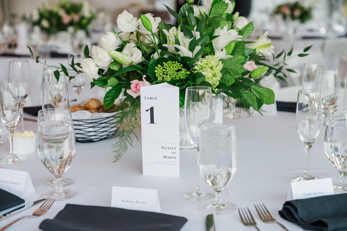 Details of a reception table captured by Denver wedding photograrpher KB Radiant Photography