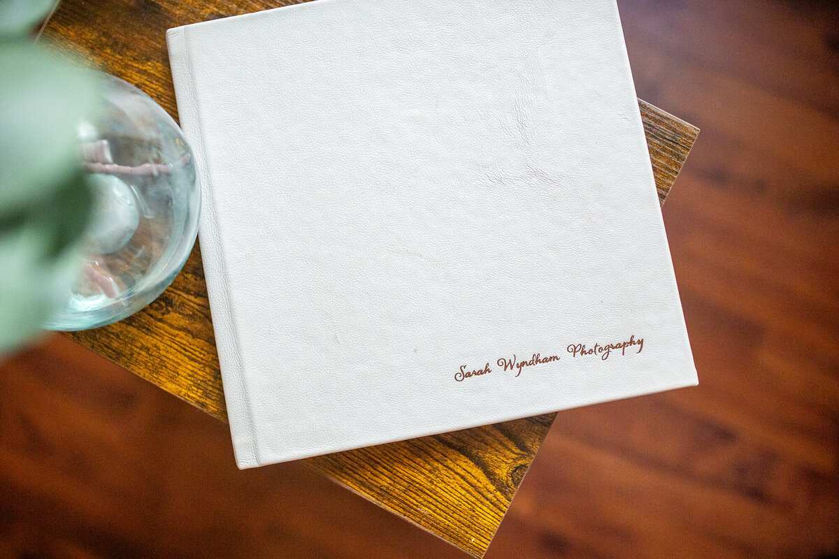 Front cover detail of 12 x 12 custom album offered 