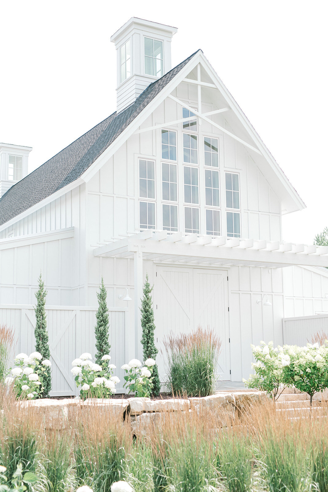 White farmhouse-style wedding venue