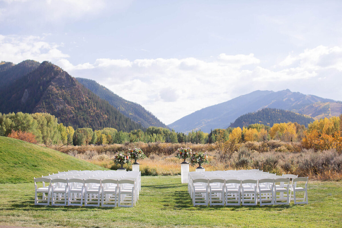 wedding ceremony before guests arrive at aspen meadows resort