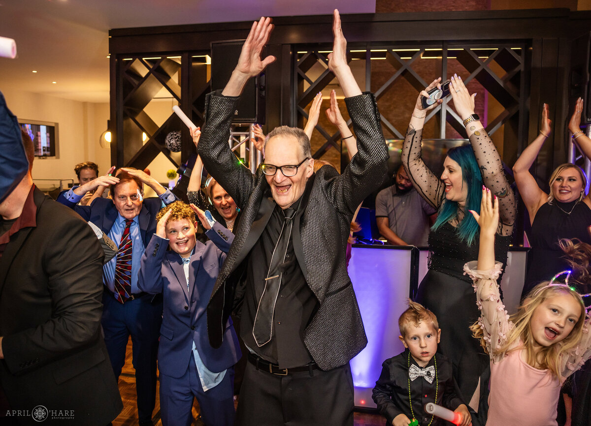 YMCA Dance with a Grandfather and his Grandson at his Bar Mitzvah Party in CO