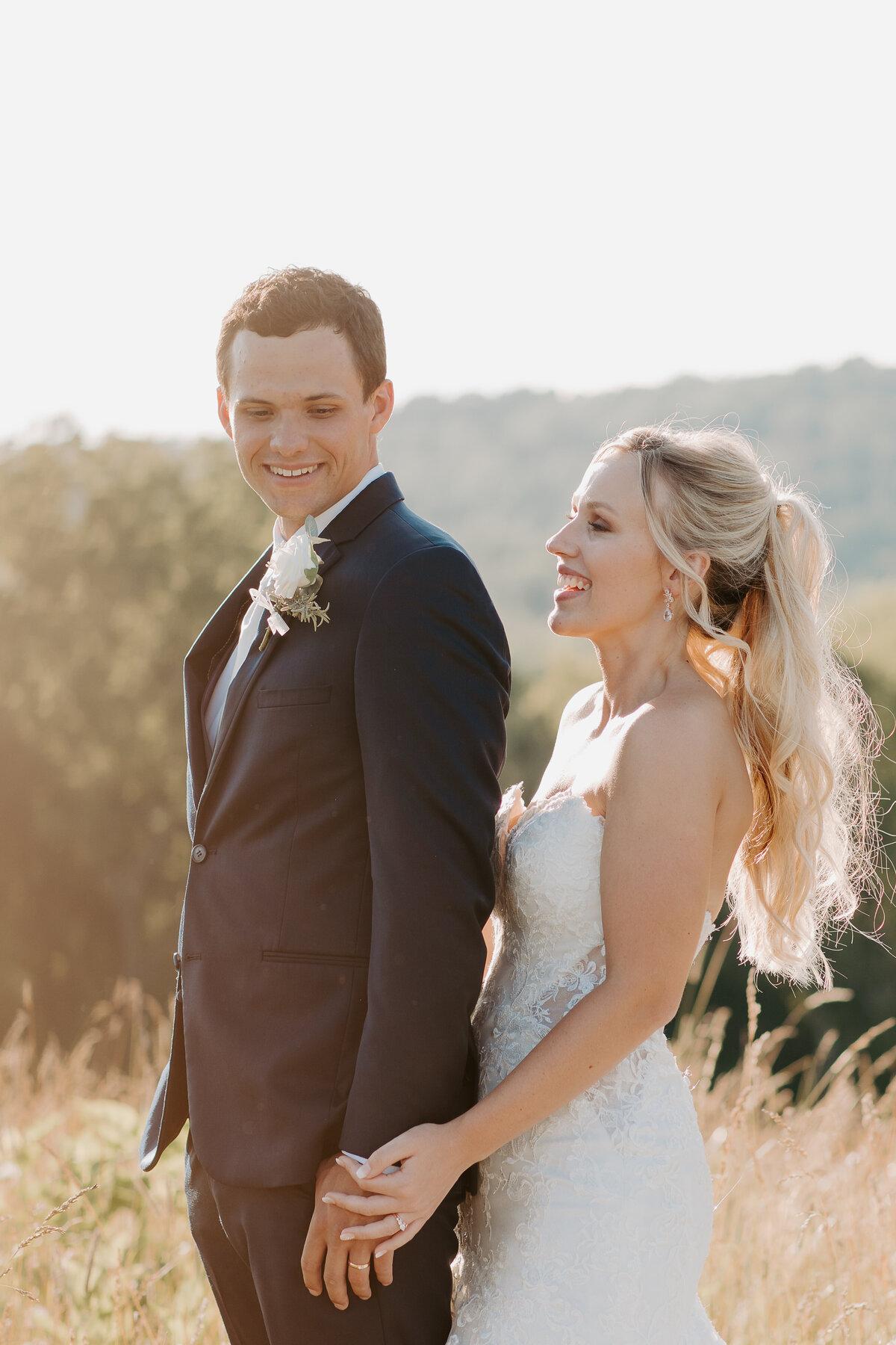 Elopement at Bear Flag Farm in Winter, California. Long blonde wedding half up, half down hairstyle.