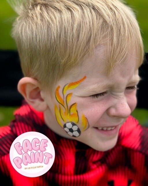 face-painting-by-alyssa-daken-boys-flaming-soccer-fire-sports-face-paint-design