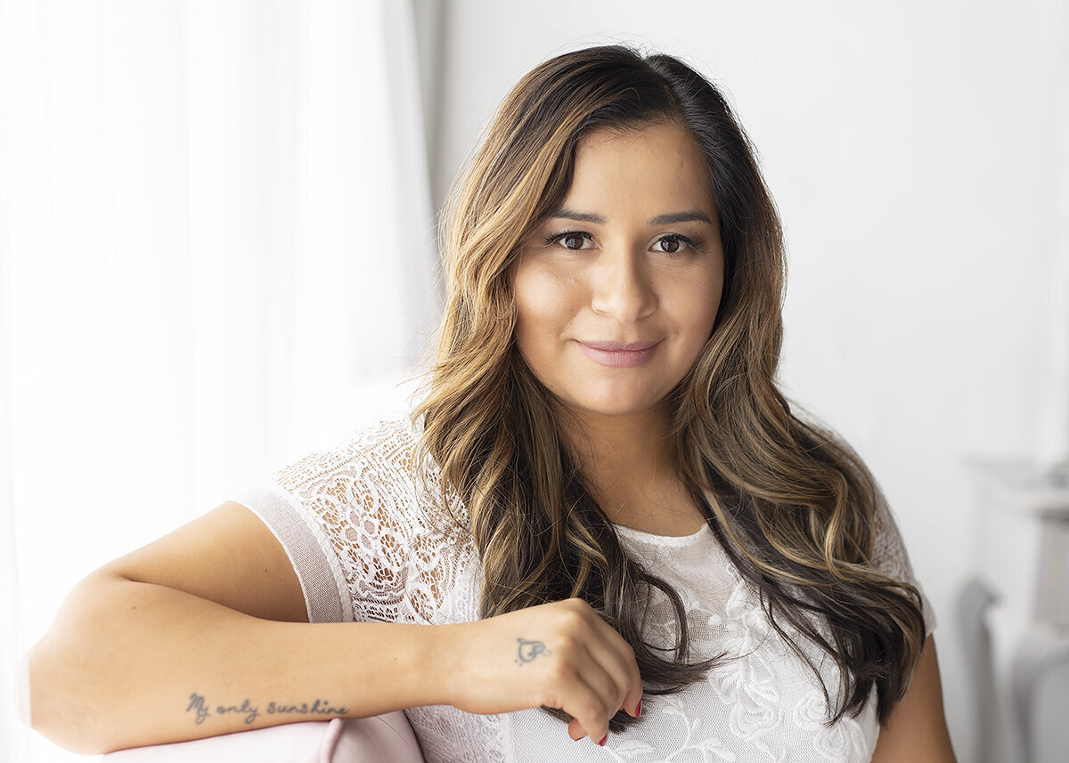 hispanic woman photographed casual style in studio lifestyle
