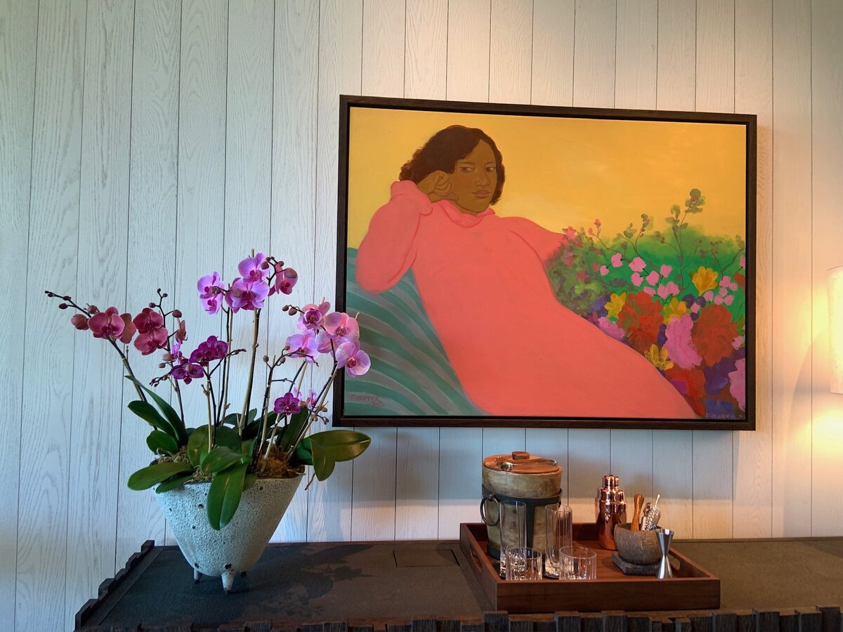 orchid arrangement credenza
