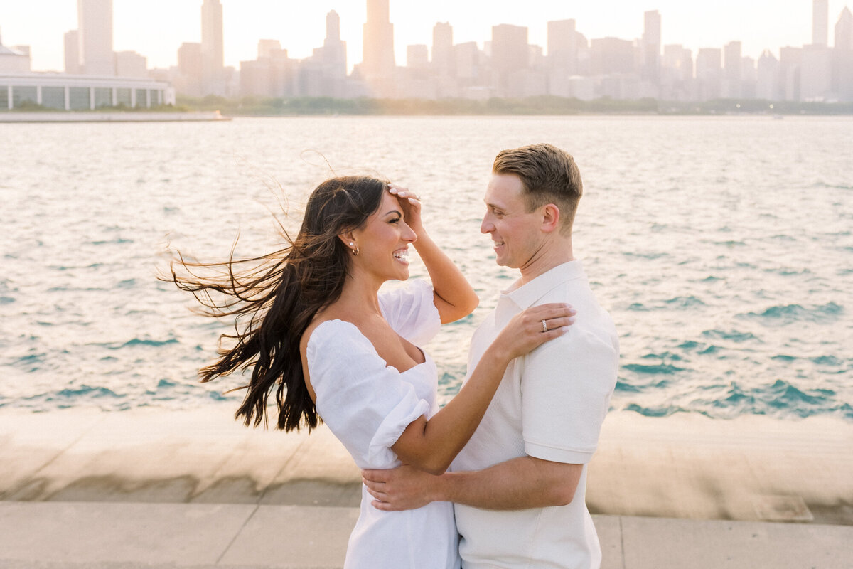 Sunset Engagement Photo at Chicago's Museum Campus