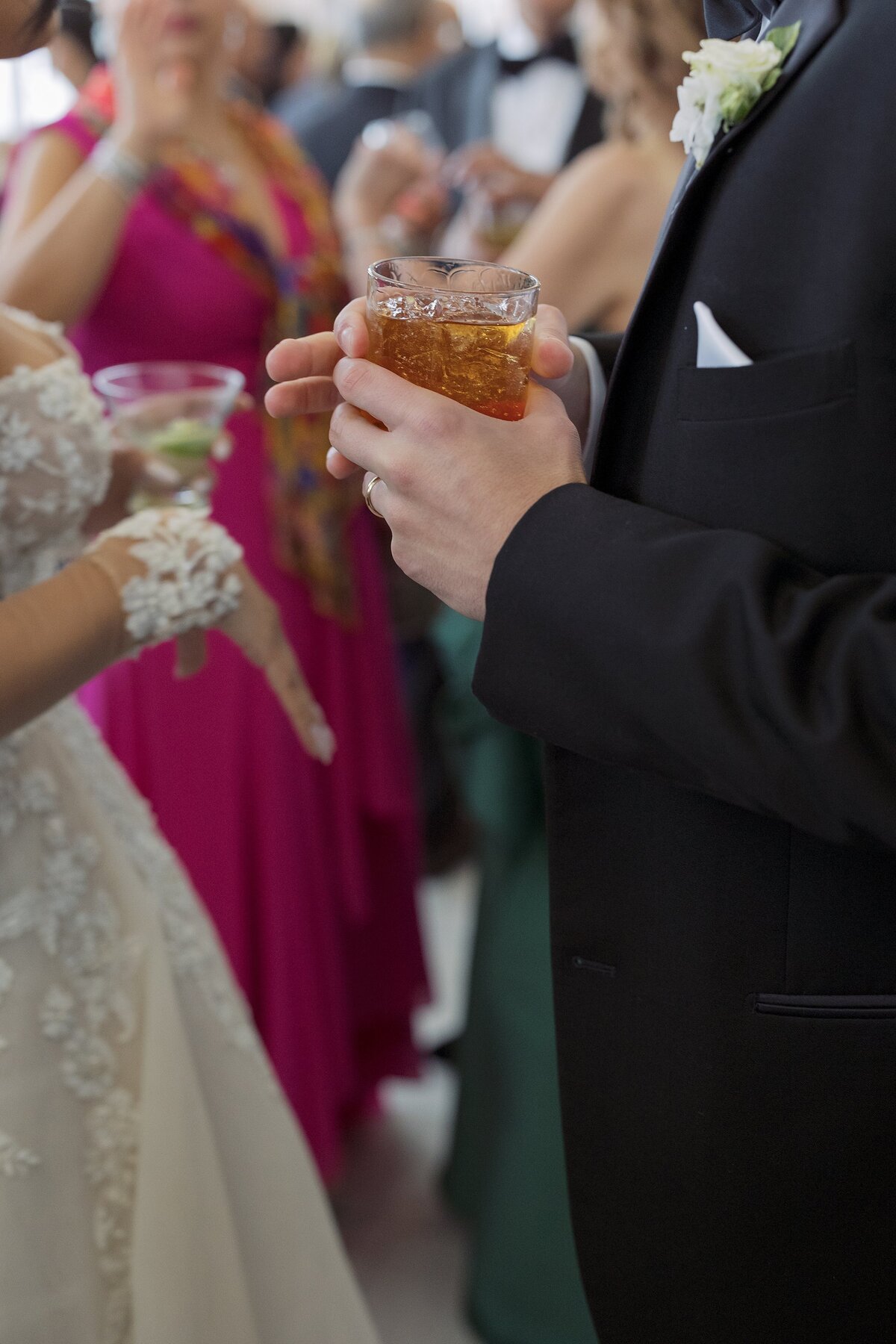 Guests mingle during cocktail hour at Belle Mer Newport.