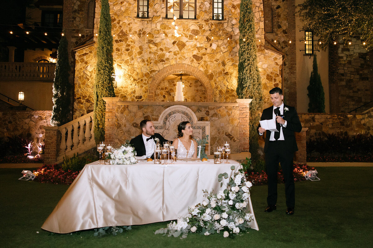 reception speeches at bella collina wedding venue​