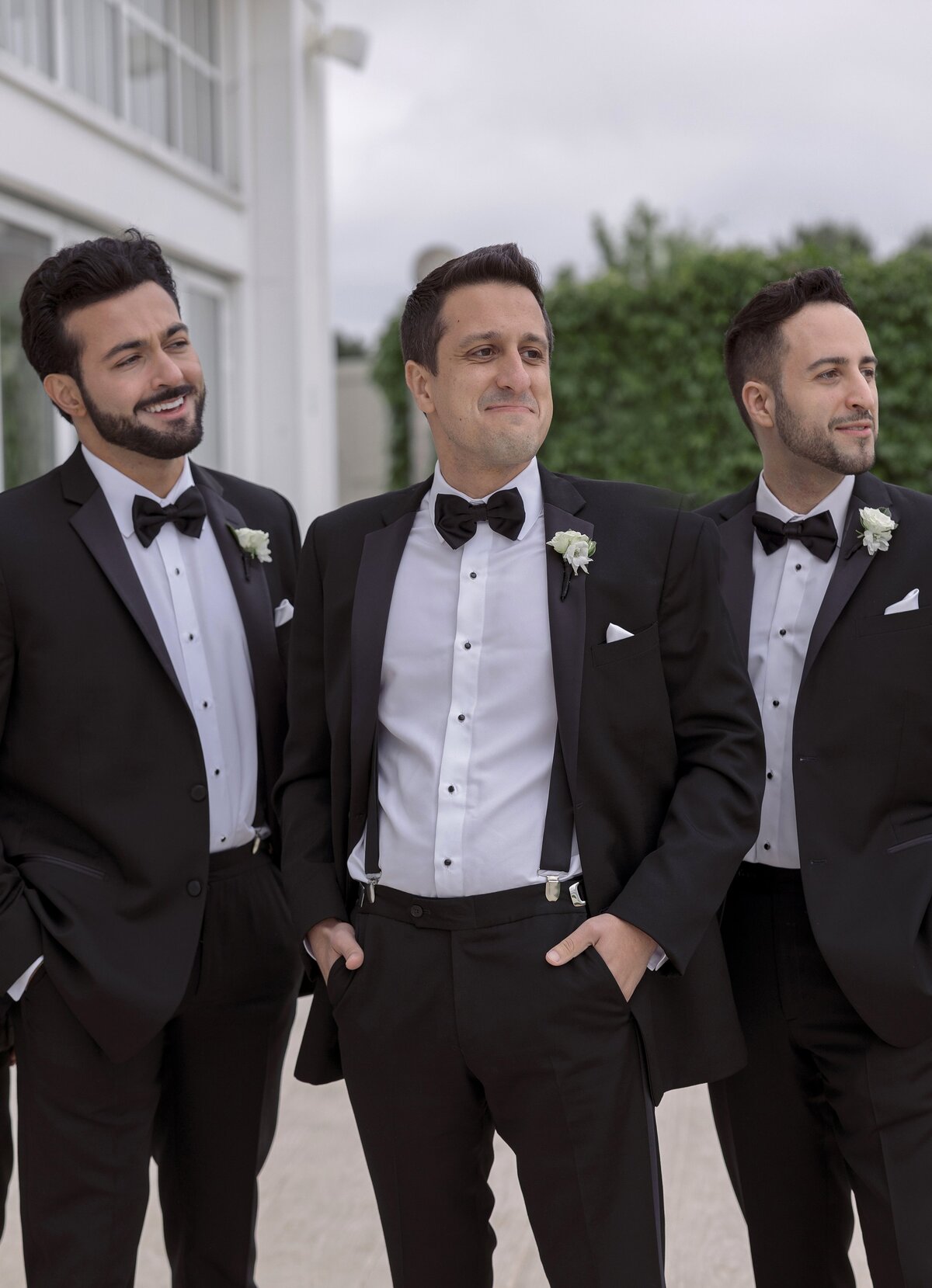 Groom with Groomsmen on grounds on Belle Mer Newport.