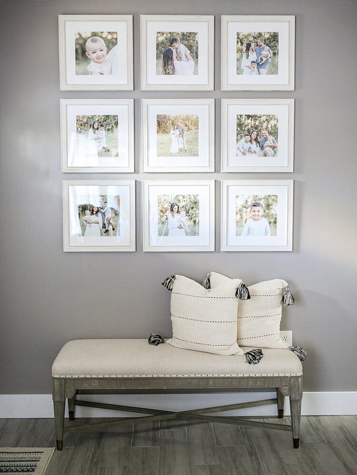 9 frame grid gallery wall with family photos from Miami photographer Ivanna Vidal Photography