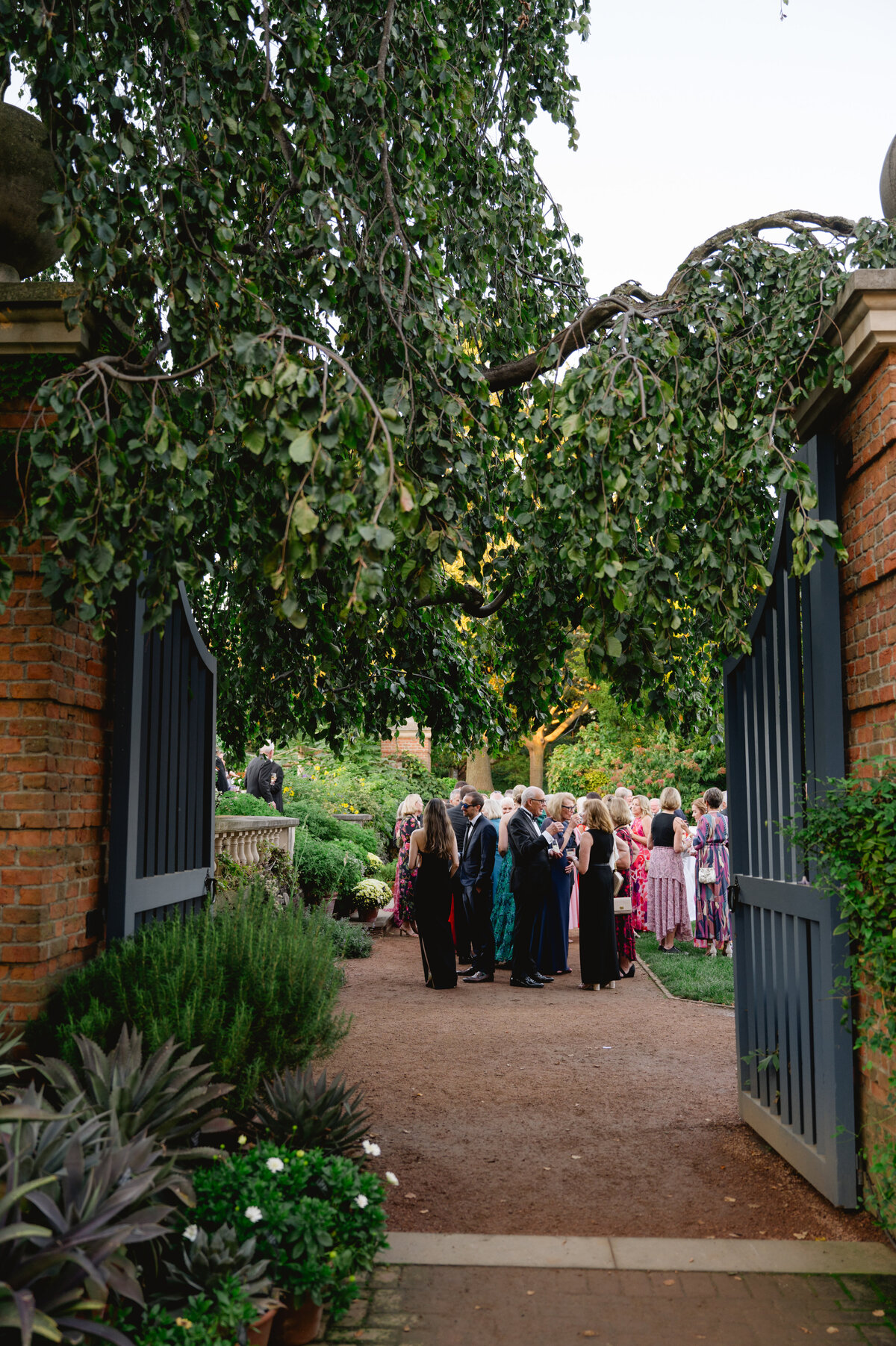 Guests at a wedding reception at the Chicago Botanic Gardens