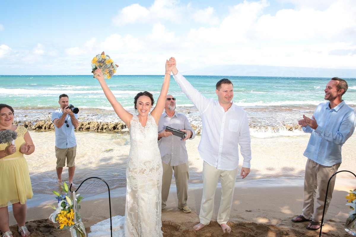 Maui Wedding Photography at the beach with bride a groom after the ceremony