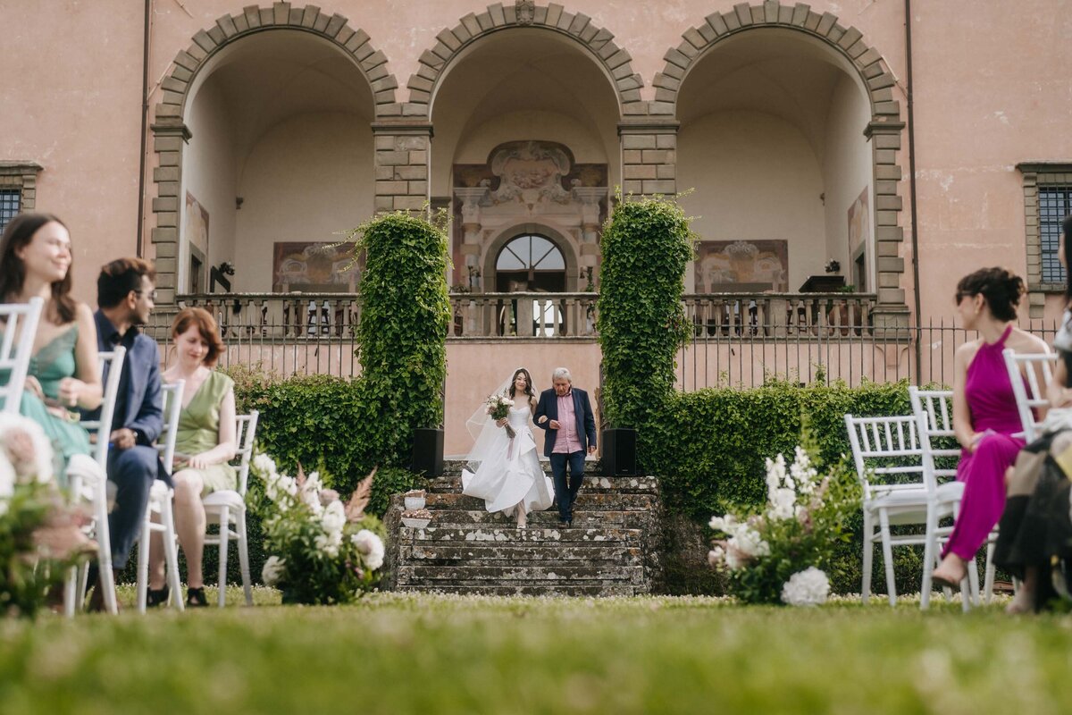 ceremony at villa mangiacane bride entrance