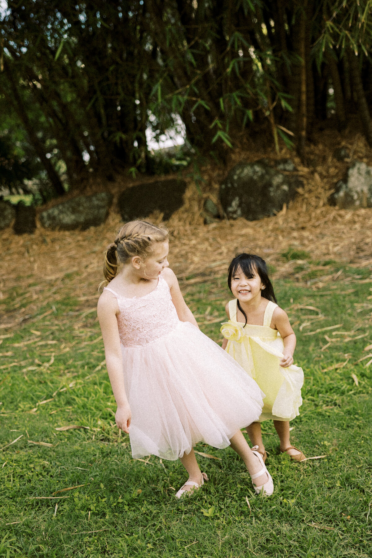 Candid moment of kids playing and laughing during the wedding celebration — Carmel wedding photography by Kate Winters Photography.”