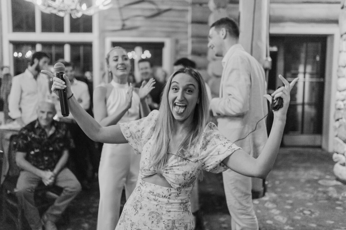 sister of the groom after giving a toast at denver colorado wedding