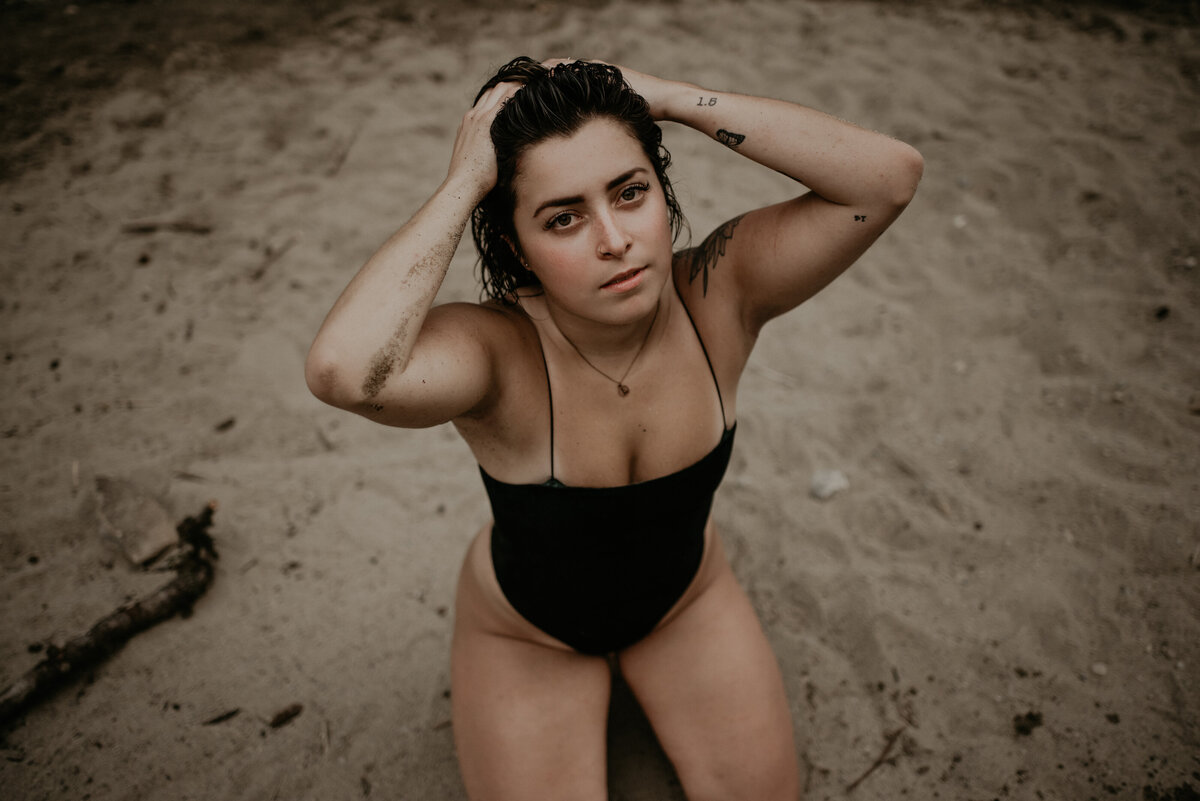 girl at a private beach in maple ridge
