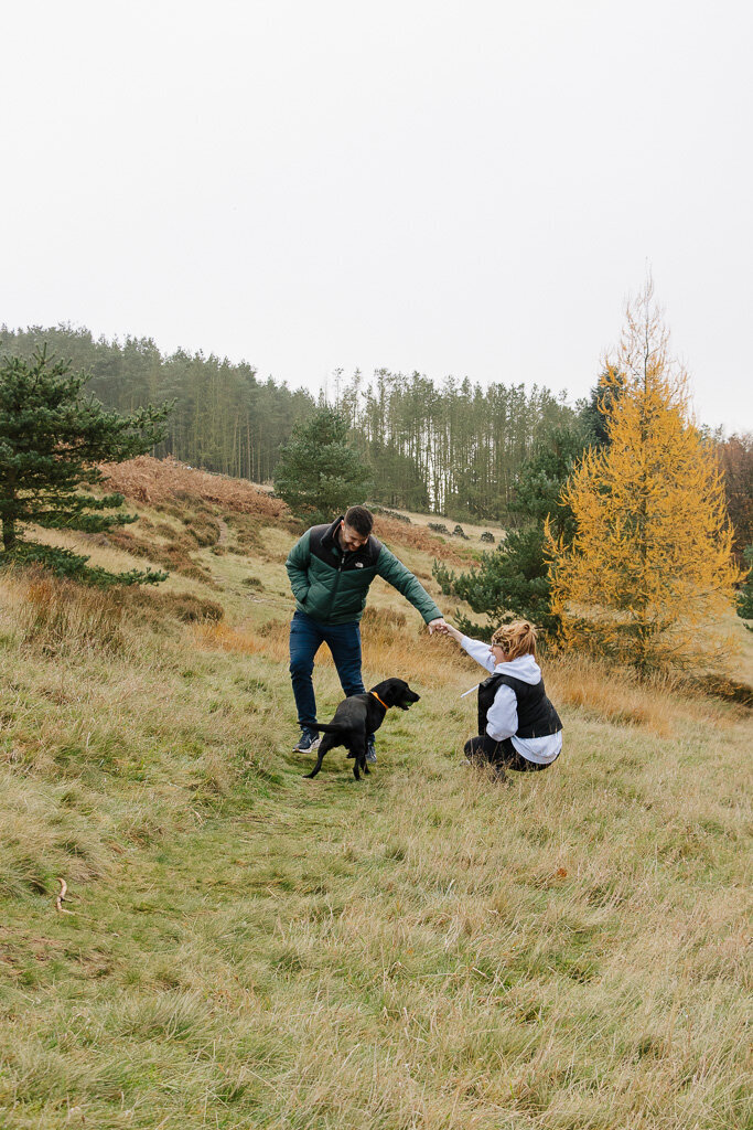 Festive family photo during Christmas minis in Goyt Valley by Nostalgia Photography