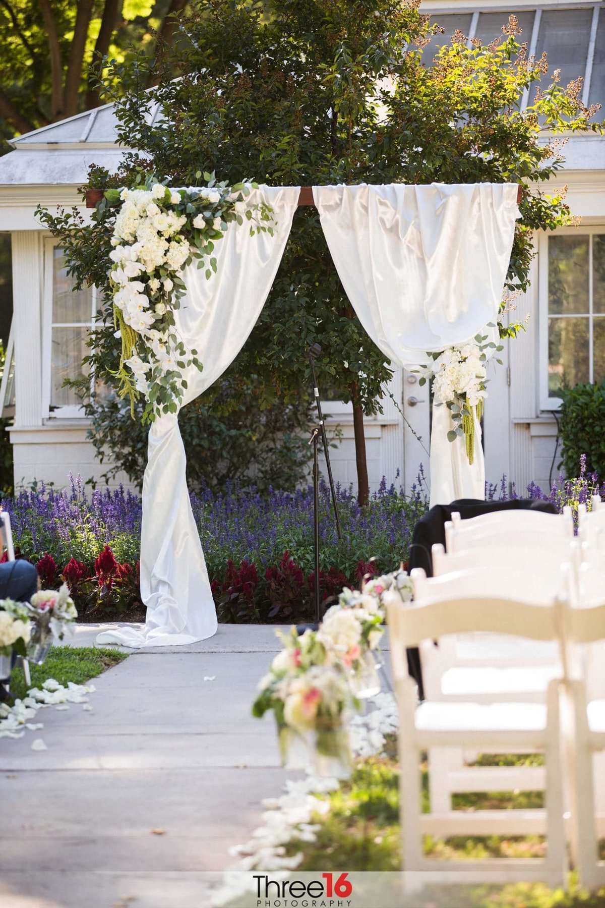 Wedding aisle entrance area at a Heritage Park wedding ceremony in Santa Fe Springs, CA