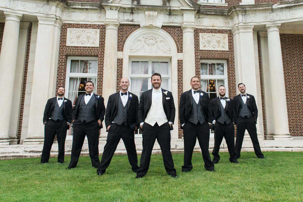 groom and groomsmen at de Seversky Mansion