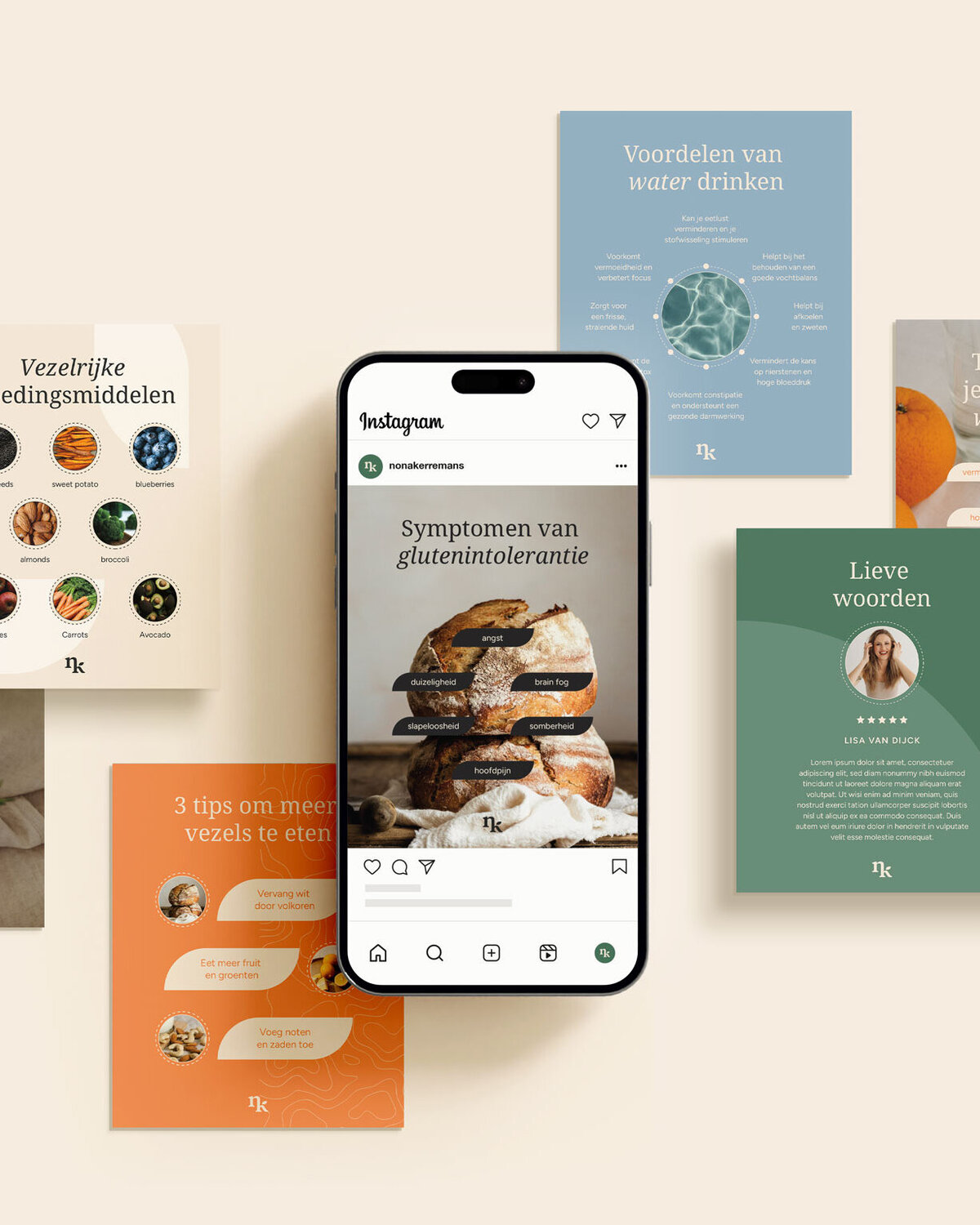 Instagram templates in huisstijl voor Nona Kerremans – Studio Vers ontwerp