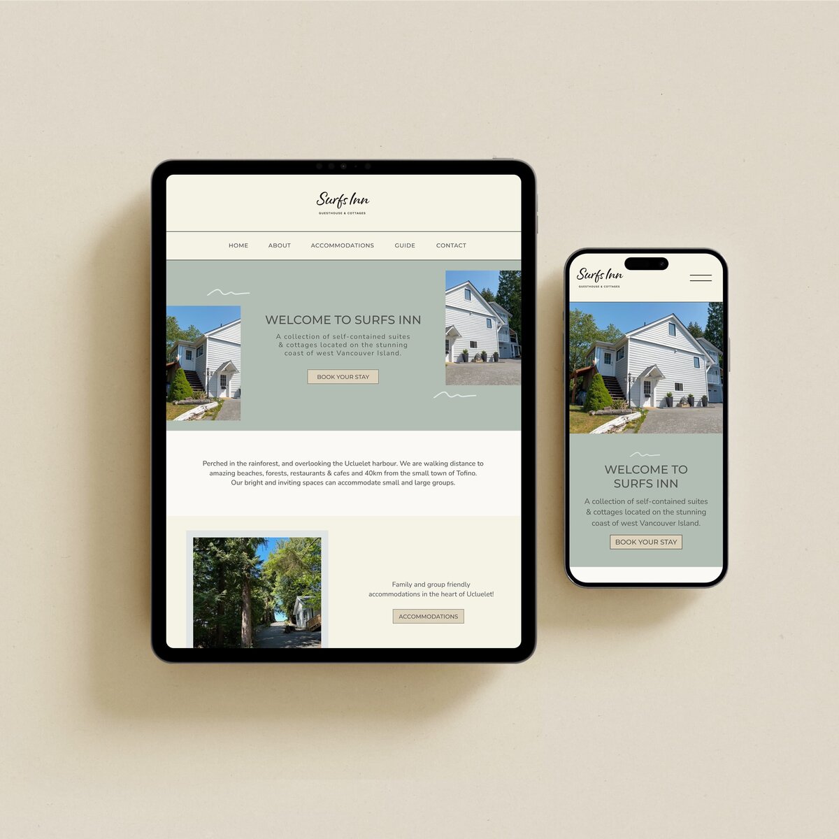 Surfs Inn Vacation Rental website design by Hanbury Design Co.