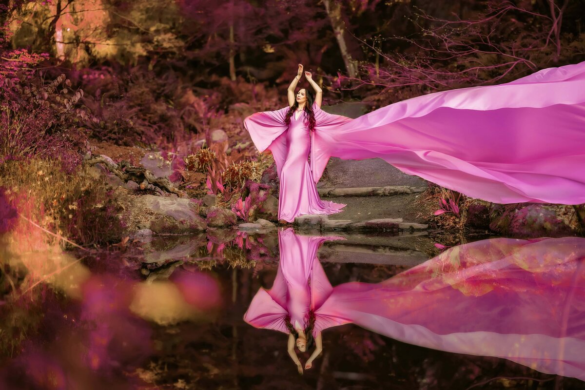 flying pink dress pregnancy maternity