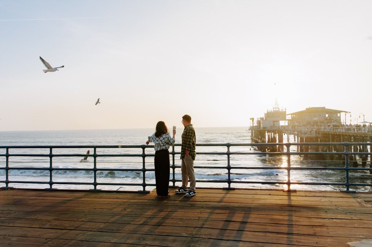 santa monica pier engagement session