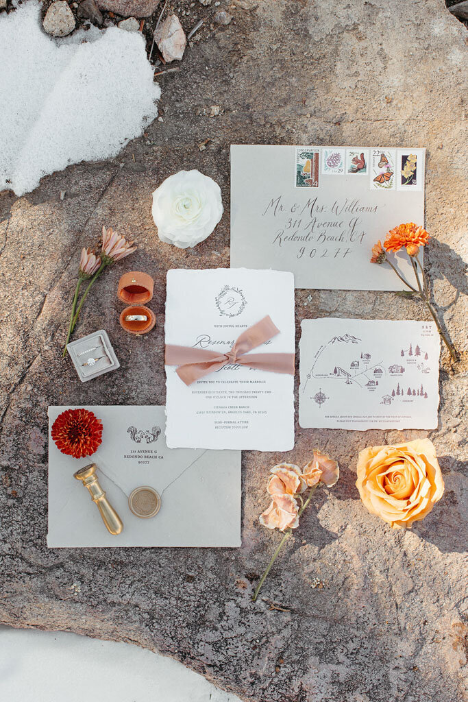 Wedding Invitation Suite  Flat Lay