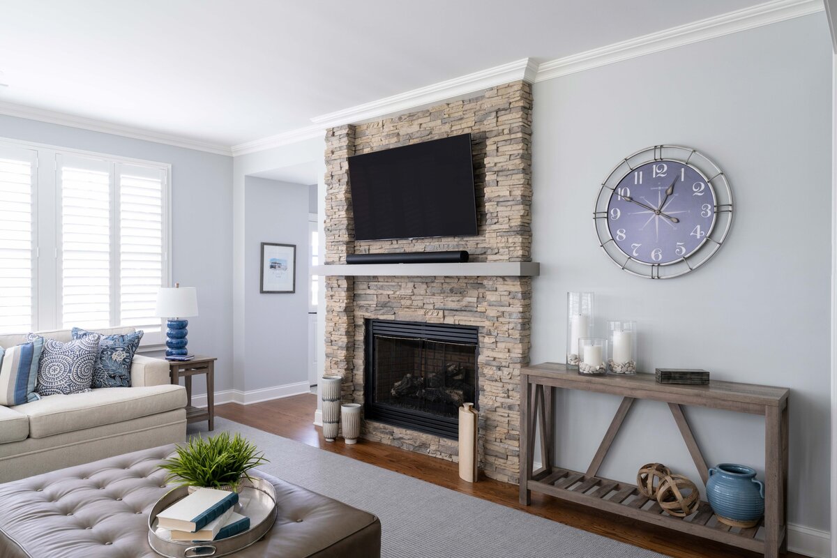 RDA Building Contractors New Jersey Living Room Stone Fireplace
