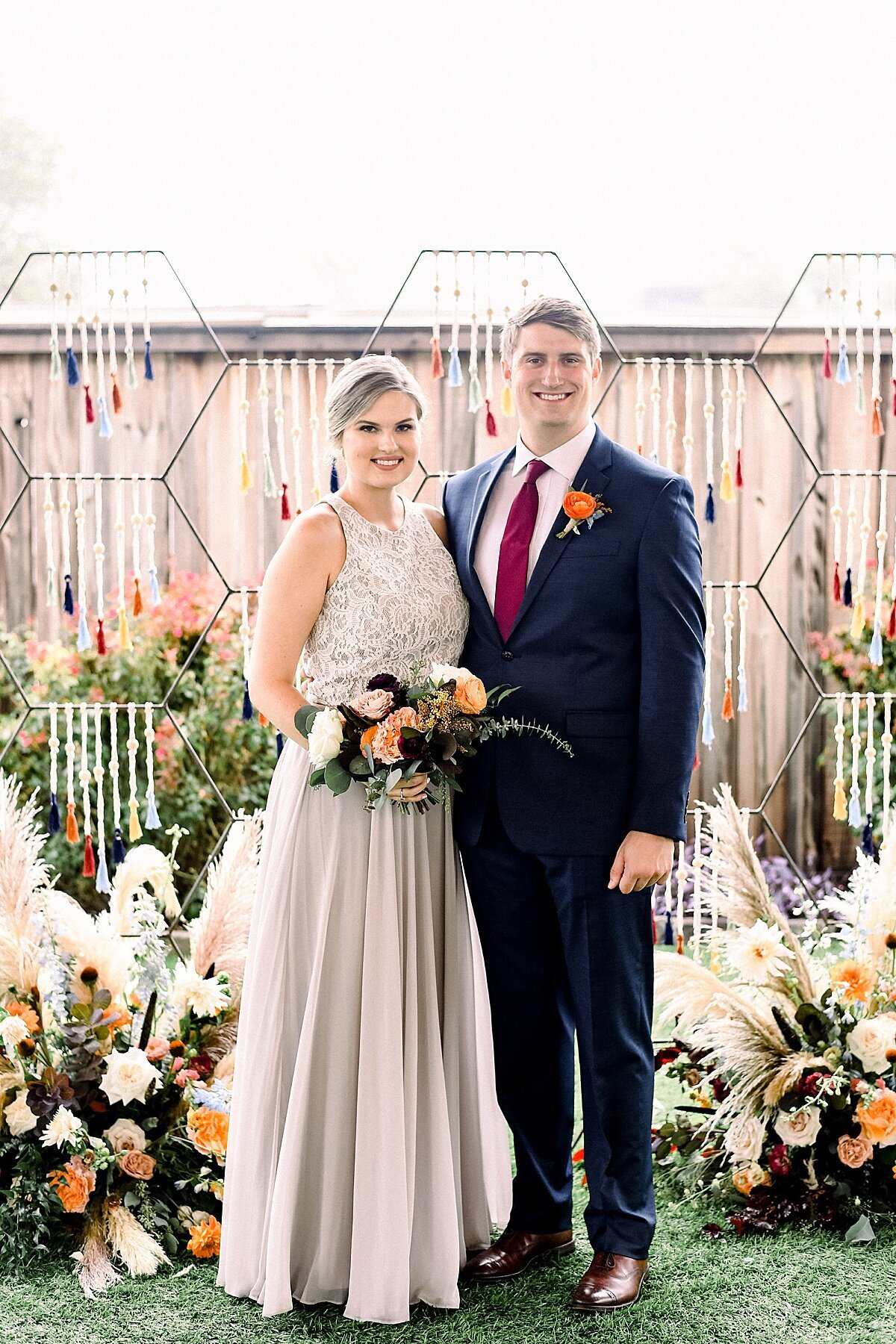 Unique Ceremony Backdrop with Florals by Vella Nest in Dallas Fort Worth