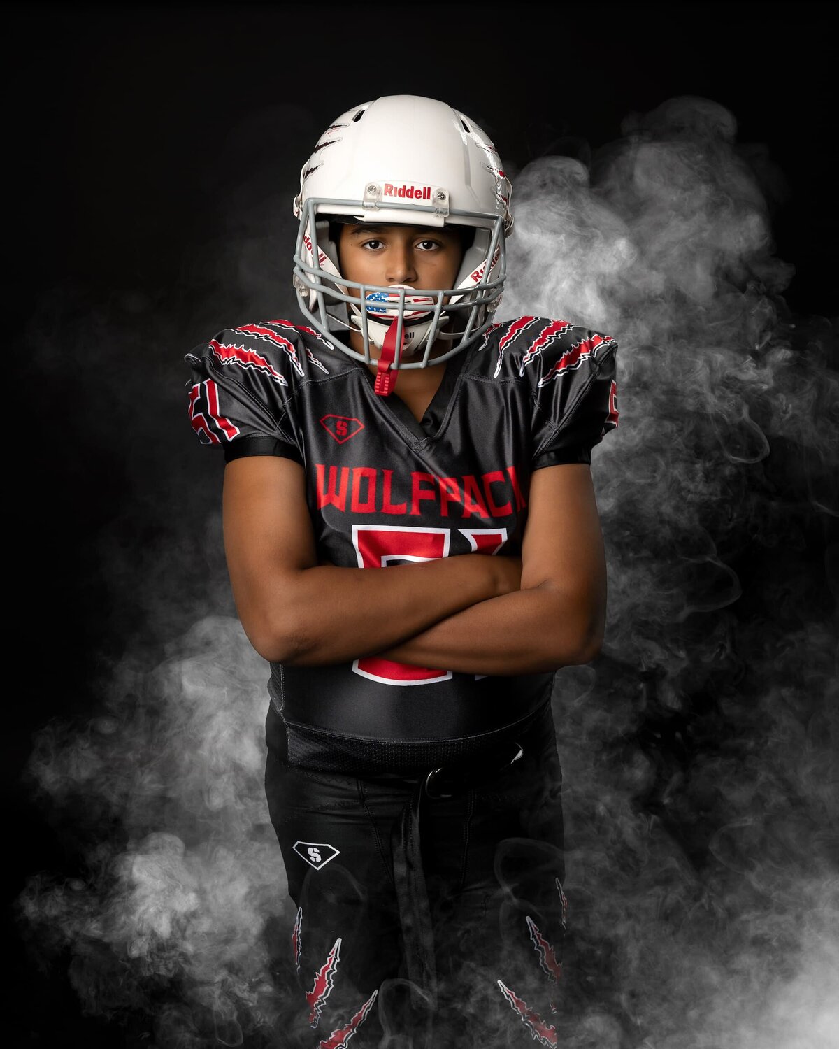 professional football player photo with smoke background