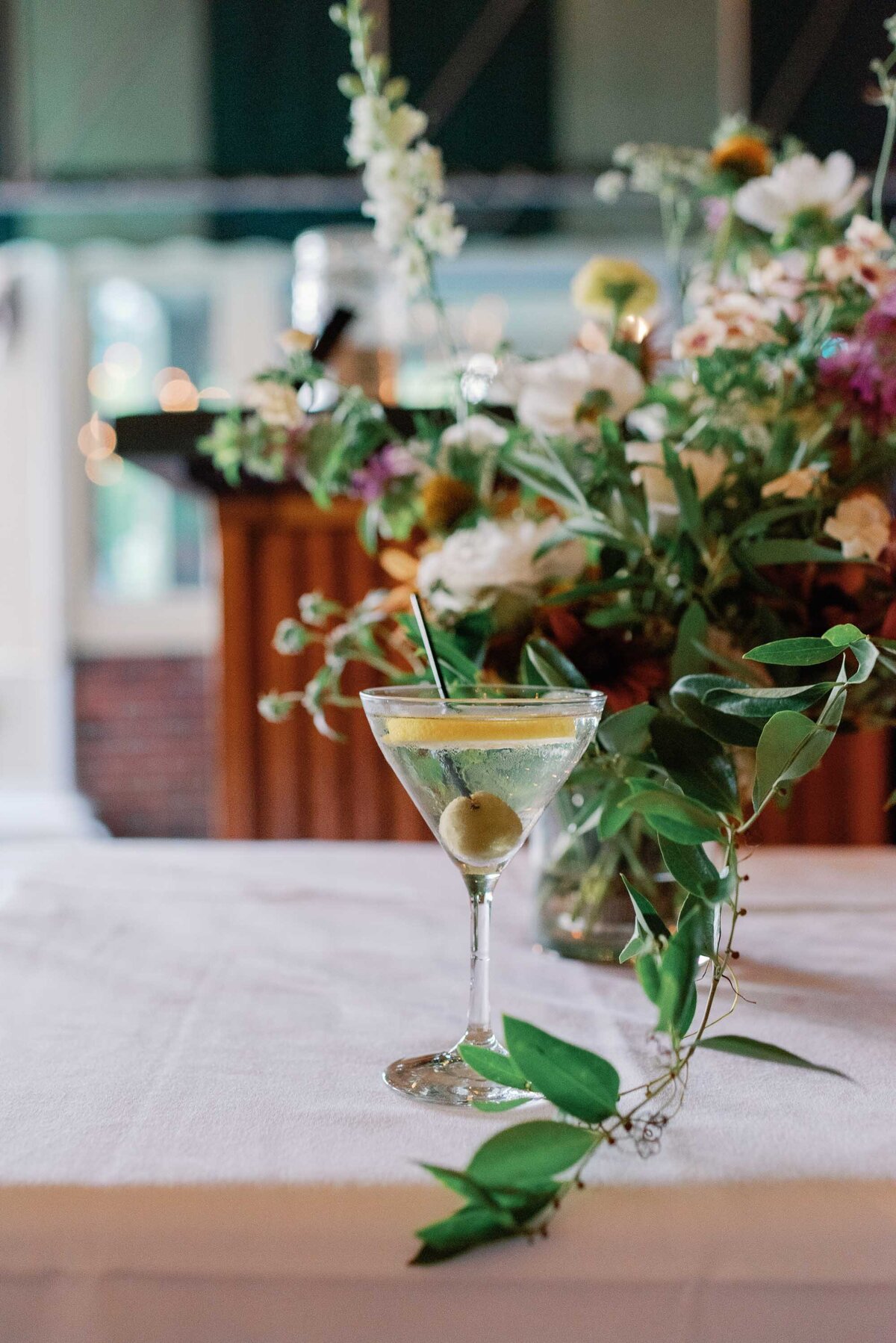 martini at wilburton inn manchester vt wedding with florals