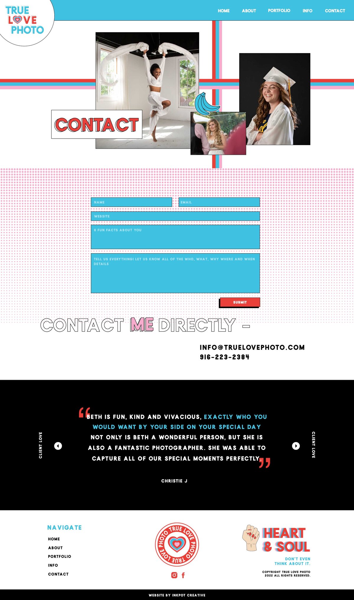 screenshot of full contact page