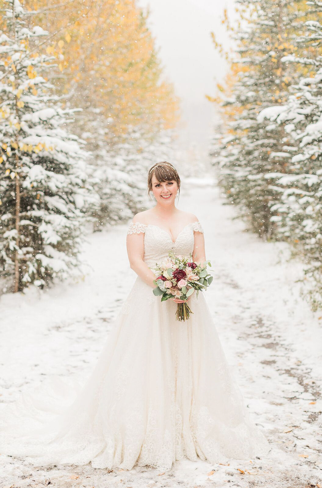 Stunning and romantic winter bridal portrait captured by Jennifer Chabot Photography, classic and romantic wedding photographer in Calgary,  Alberta. Featured on the Bronte Bride Vendor Guide.