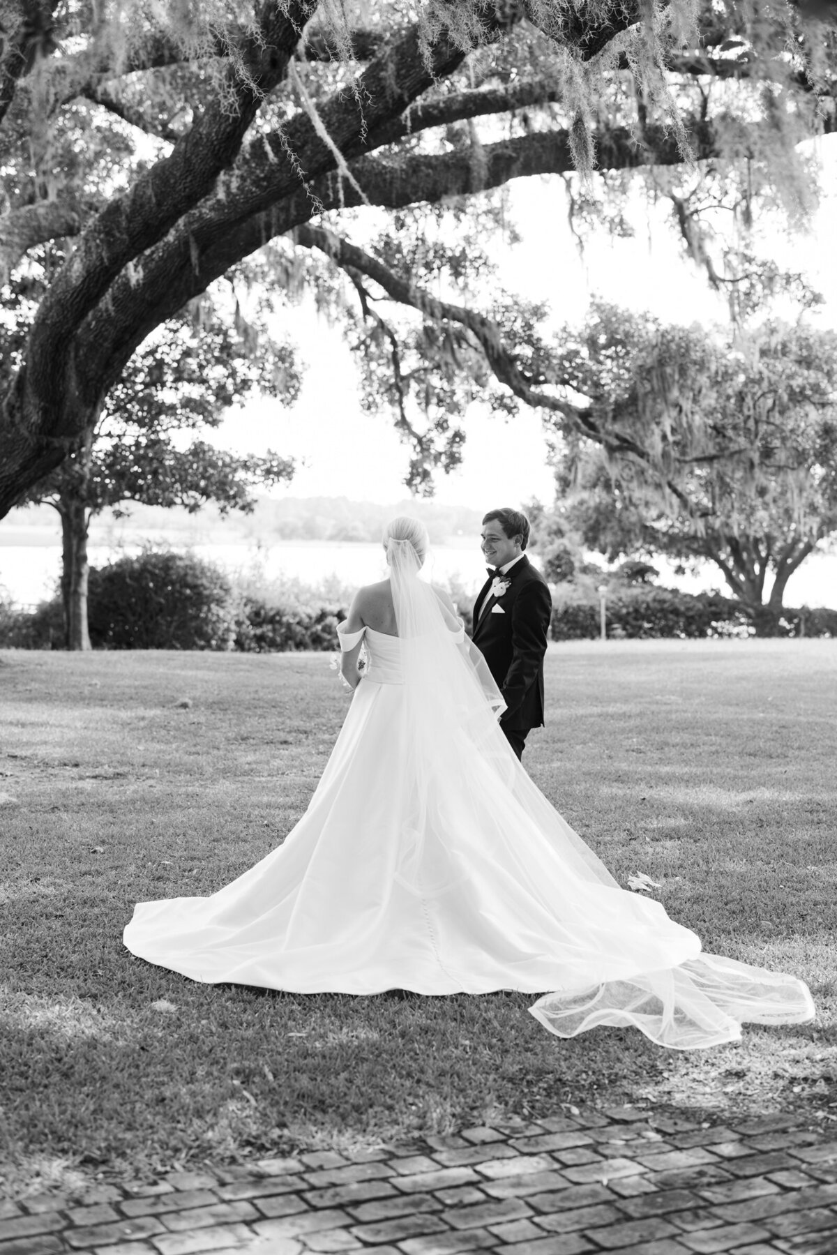 Old wide awake bride and groom