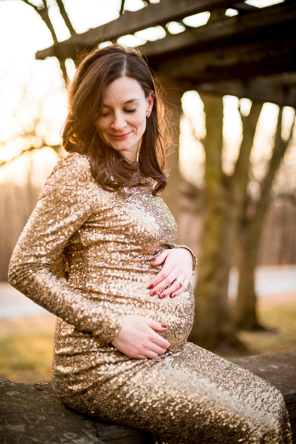 Boston-Maternity-Photographer-Larz-Anderson-Brookline-Gold-Dress-Bump-Session-18