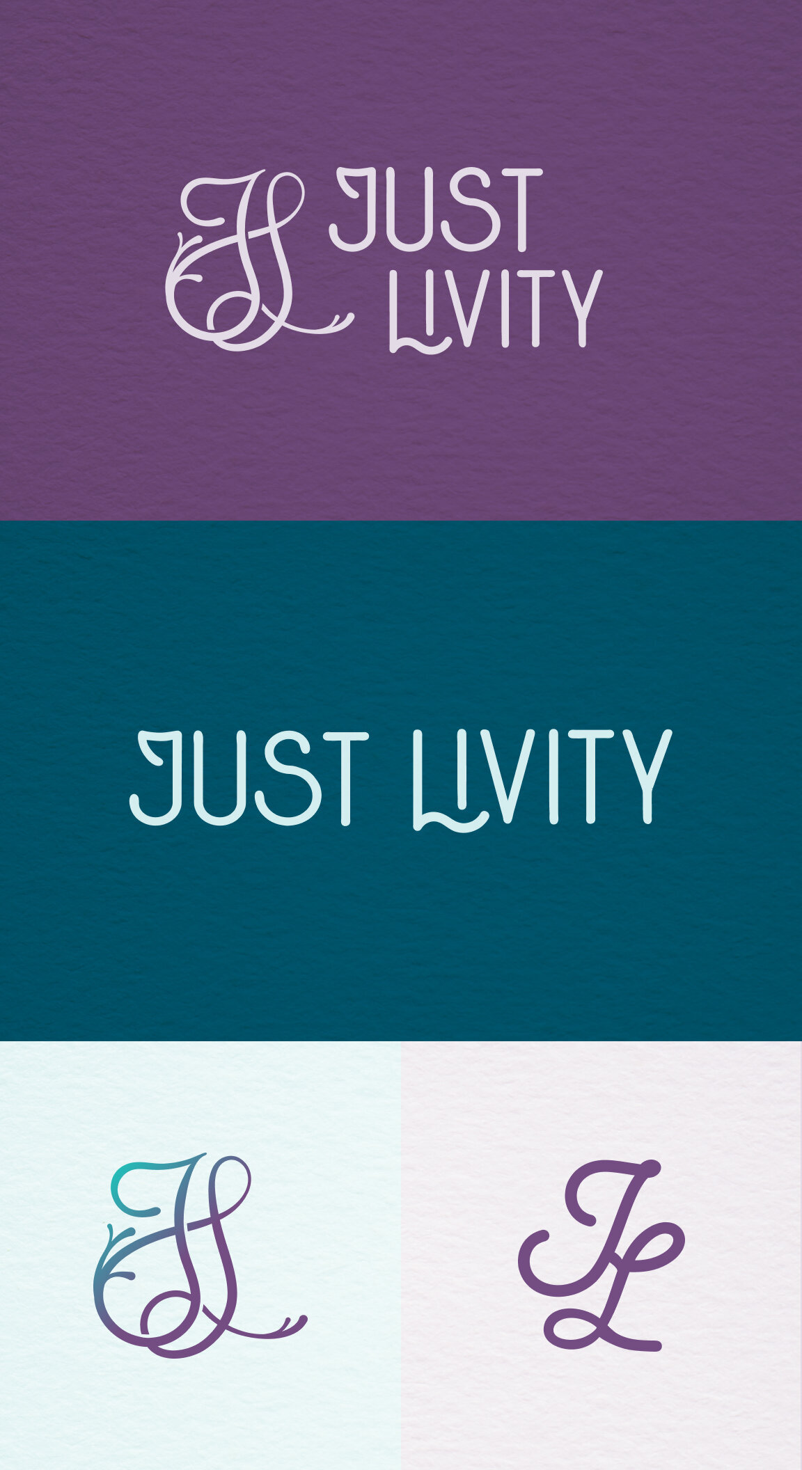 5 logo variations for the brand Just Livity.